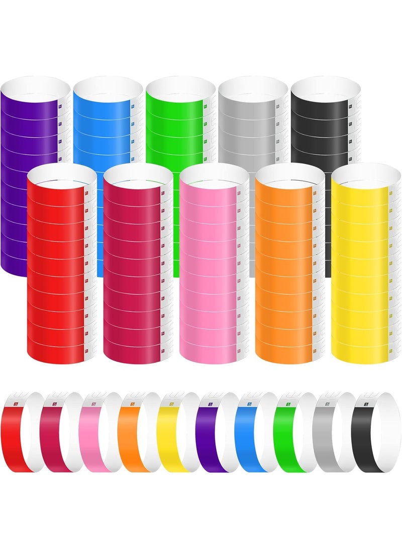 1000 قطعة أساور ورقية للفعاليات، أساور مضيئة مقاومة للماء لحفلات المعصم، أساور دخول ملونة، أساور ورقية للفعاليات، مهرجان الموسيقى، الحفلات، المسابقات (10 ألوان) - Image 1