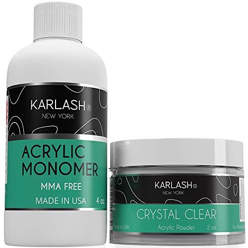 Karlash Professional Polymer Kit Acrylic Powder Crystal Clear 2 oz and Acrylic Liquid Monomer 4 oz for Doing Acrylic Nails MMA free Ultra Shine and Strong Nails - Image 1