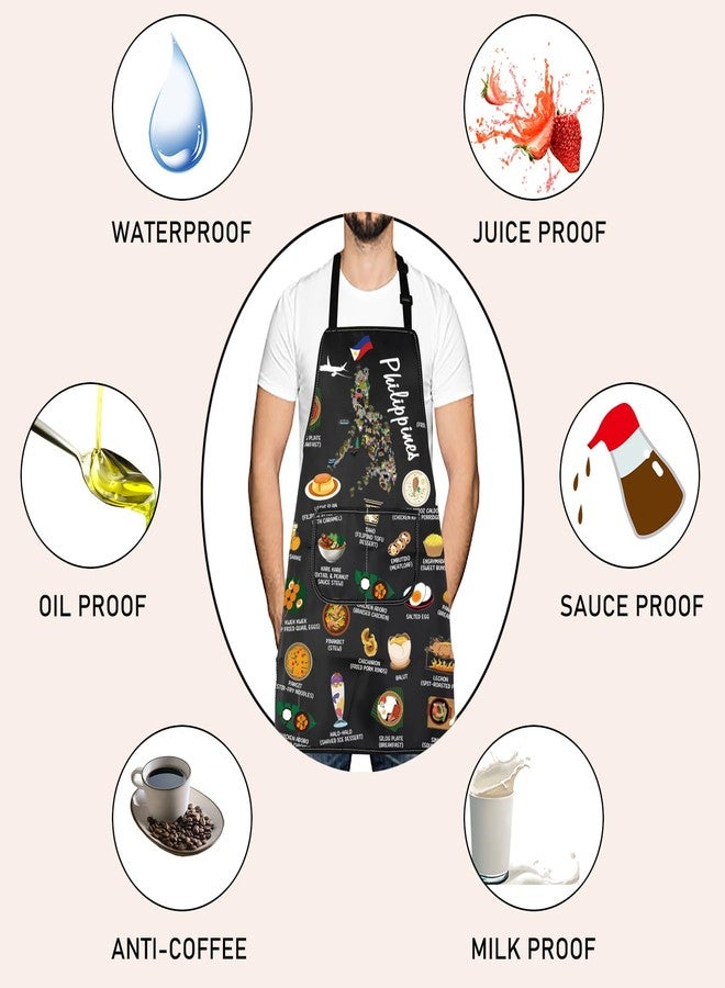 LEVLO Philippines Country Map Asia Cuisine Lover Kitchen Apron Mom Dad BFF Filipino Food Cooking Travel Apron (Philippines) - Image 3