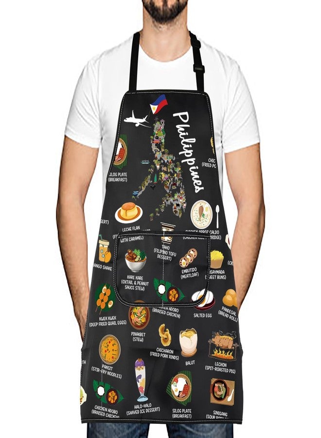 LEVLO Philippines Country Map Asia Cuisine Lover Kitchen Apron Mom Dad BFF Filipino Food Cooking Travel Apron (Philippines) - Image 1