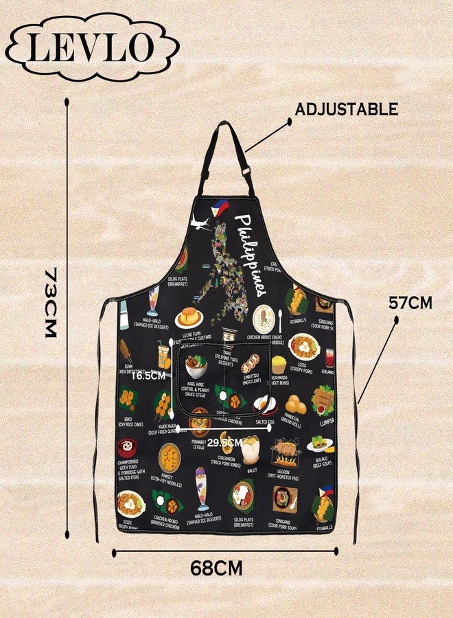 LEVLO Philippines Country Map Asia Cuisine Lover Kitchen Apron Mom Dad BFF Filipino Food Cooking Travel Apron (Philippines) - Image 2