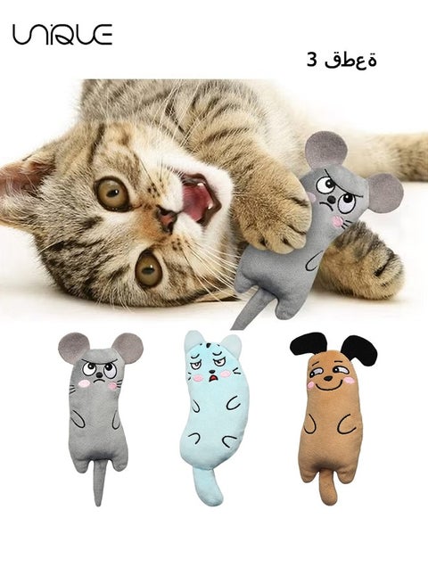 3PCS Catnip Toys, Cat Toys,Bite Resistant Catnip Toys, Catnip Filled Cartoon Mice, Cat Teething Toy, Soft Plush Cat Toys, Interactive Kitten Catnip Toy