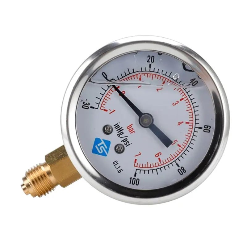Oil Filled Vacuum Pressure Gauge 0bar High Precision 1 4 BSP Radial For Chemical Use - Image 3