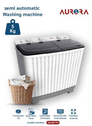 5 KG Twin Tub Semi-Automatic Washing Machine, 5 KG Washing Capacity, 5 KG Dehydration Capacity, White Color | Model Name: AR-06TTH - pzsku/Z6AD29DDE7B828BC22F3CZ/45/1741249563/13046bea-00ec-456b-b79f-b638f030c805