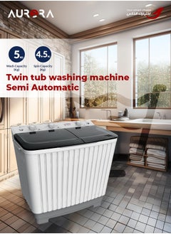 AURORA 5 KG Twin Tub Semi-Automatic Washing Machine, 5 KG Washing Capacity, 5 KG Dehydration Capacity, White Color | Model Name: AR-06TTH  - Image 2