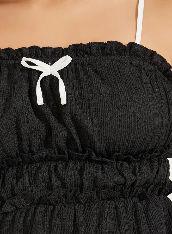 Styli Gathered Strappy Square Neck Top