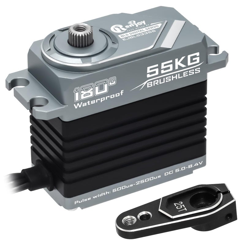 RCENJOY 55KG Brushless Servo Full Metal Servo Magnetic Encoder High Torque Servo with 25T Servo Horn for 112 110 RC Car RC Crawler Robot Boat - Image 3