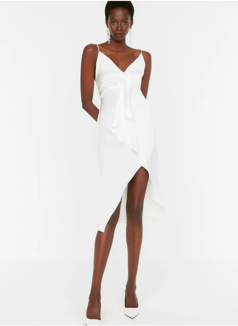 trendyol Asymmetric Ruffle Detail Strappy Dress