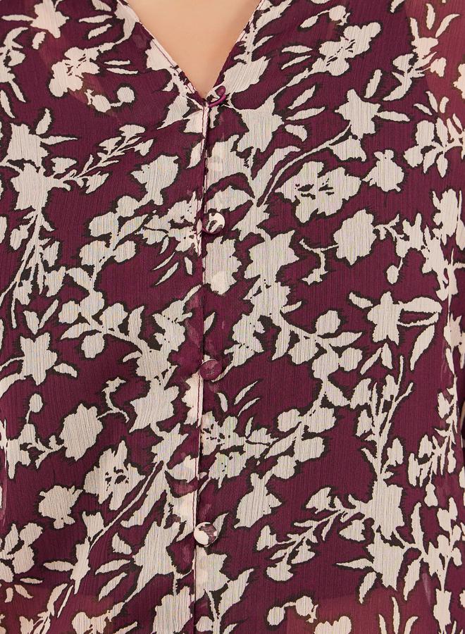 Styli Floral Print Balloon Sleeve Regular Fit Blouse  - Image 5