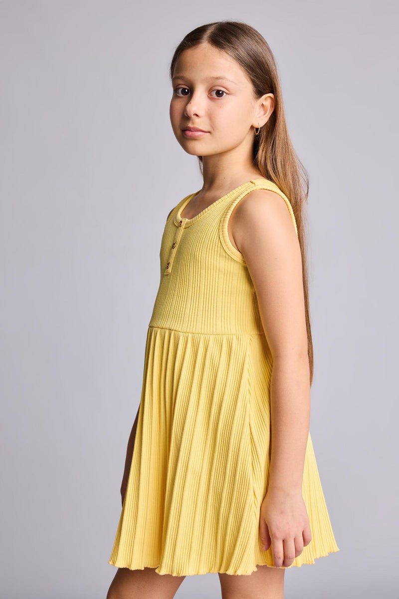 DeFacto Yellow Girl Girl Sleeveless Dress Casual - Image 3