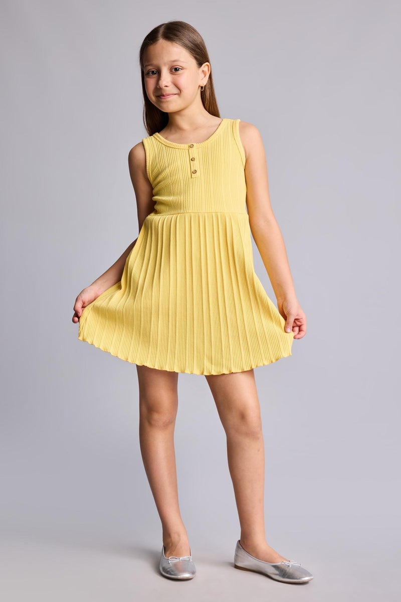 DeFacto Yellow Girl Girl Sleeveless Dress Casual - Image 1