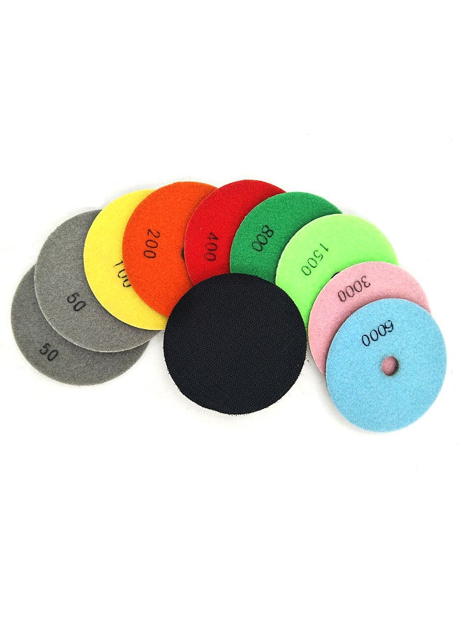 10 Piece Set Diamond Polishing Pads 4 inch Wet/Dry Granite Stone Concrete Marble  - Image 1