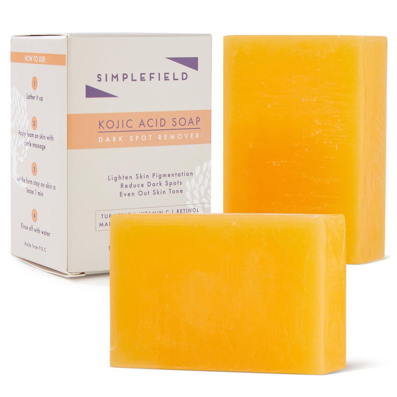 SimpleField Turmeric and Kojic Acid Soap Bar for Reduce Dark Spots & Even Skin Tone â€“ With Vitamin C, Glycerin & Tea Tree Oil â€“ Gentle Cleanse & Hydration for Face & Body (2 Pack) - Image 1