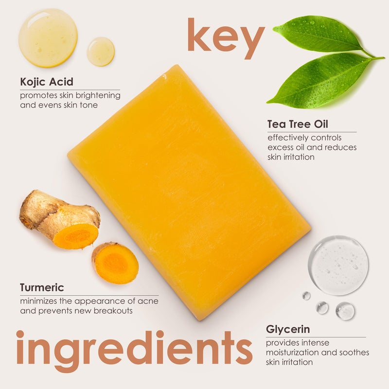 SimpleField Turmeric and Kojic Acid Soap Bar for Reduce Dark Spots & Even Skin Tone â€“ With Vitamin C, Glycerin & Tea Tree Oil â€“ Gentle Cleanse & Hydration for Face & Body (2 Pack) - Image 3