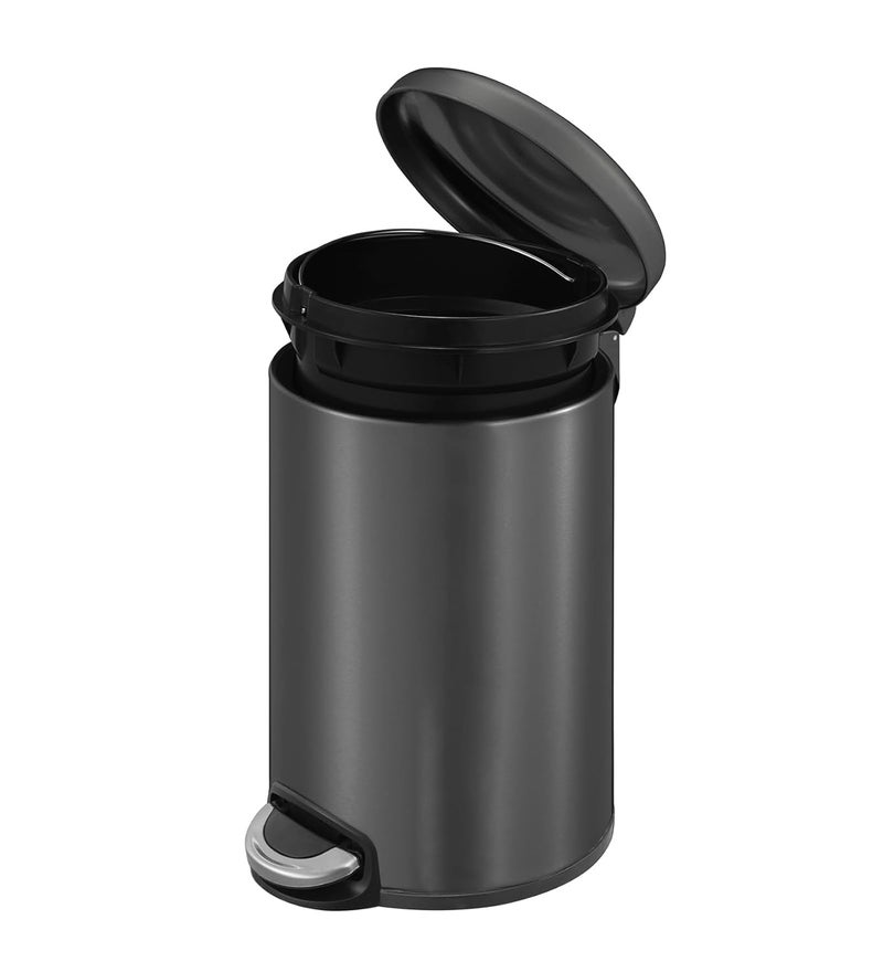 Obsessions Fingerprint Resistant Round Step Dustbin with Liner 8 Litre Titanium Grey - Image 4