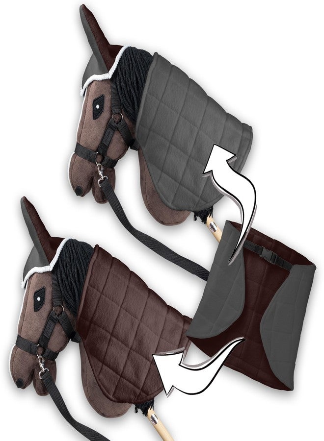 سكيبي بطانية وغطاء ذباب قابلان للعكس من SKIPPI - رمادي وبني، بطانية وأذني ذباب ثنائية اللون لحصان الهواية، تناسب معظم الخيول A3 و A4 - Image 3