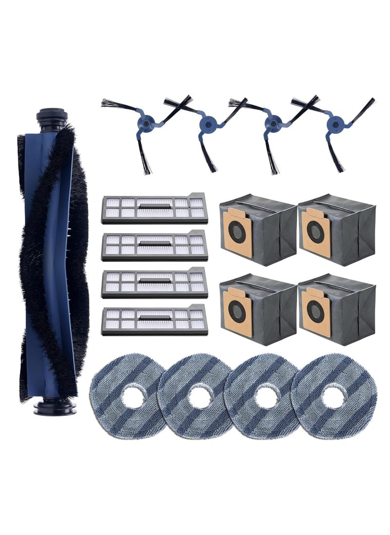 XICEN 17PCS Spare Parts Compatible with eufy X10 Pro Omni Robot Vacuums Replacement Parts, 4 Dust Bags, 4 Washable Vacuum Mop Cloths, 4 Side Brushes, 4 HEPA Filters, 1 Main Brush, X10 Pro Omni Accessories  - Image 1