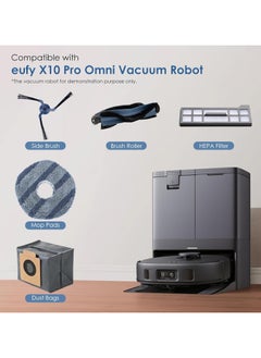 اكسيسن 17 قطعة غيار للمكنسة الروبوتية Eufy X10 Pro Omni، 4 فلاتر HEPA، 4 أكياس غبار، 4 وسادات مكنسة قابلة للغسل، 4 فراشي جانبية للمكنسة، 4 فراشي جانبية، 4 فراشي جانبية، 1 فرشاة رئيسية، ملحقات لمكنسة Eufy X10 Pro Omni  - Image 2