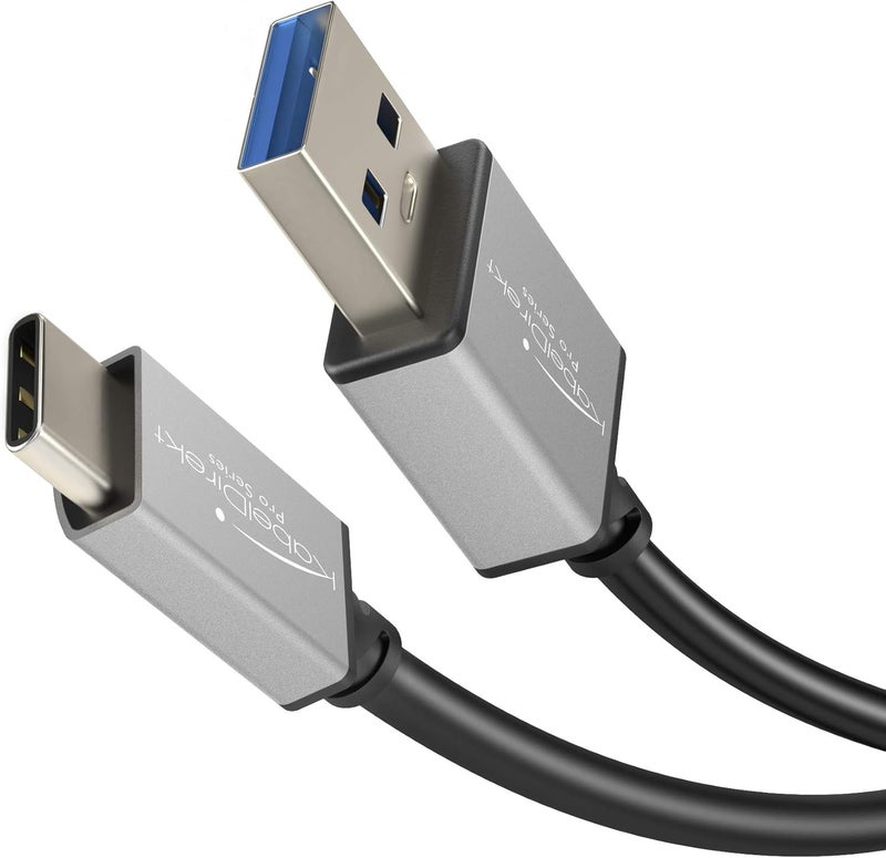 KabelDirekt – USB-A 3.0 to USB-C Cable – 1.8m – (SuperSpeed data and charging cable, suitable for smartphones and tablets with a USB C port, black/space grey) - Image 1
