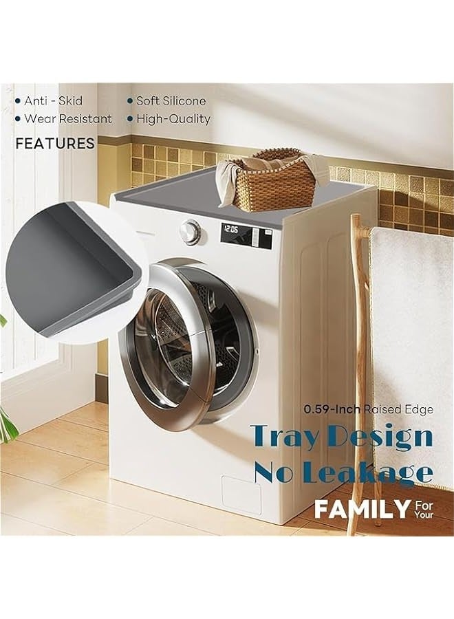 Beauenty Washer and Dryer Covers for the Top, 23.6 x 23.6 Washing Machine Cover, Leak-proof Protective Silicone Mat with Raised Edge for Washer/Dryer Top Protector for Laundry Room - Image 2