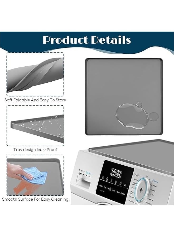 Beauenty Washer and Dryer Covers for the Top, 23.6 x 23.6 Washing Machine Cover, Leak-proof Protective Silicone Mat with Raised Edge for Washer/Dryer Top Protector for Laundry Room - Image 4