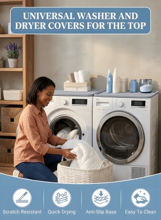 Washer and Dryer Covers for the Top, 23.6 x 23.6 Washing Machine Cover, Leak-proof Protective Silicone Mat with Raised Edge for Washer/Dryer Top Protector for Laundry Room - view 4