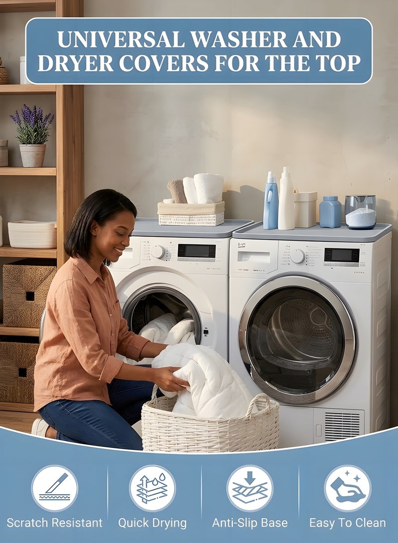 Beauenty Washer and Dryer Covers for the Top, 23.6 x 23.6 Washing Machine Cover, Leak-proof Protective Silicone Mat with Raised Edge for Washer/Dryer Top Protector for Laundry Room - Image 4