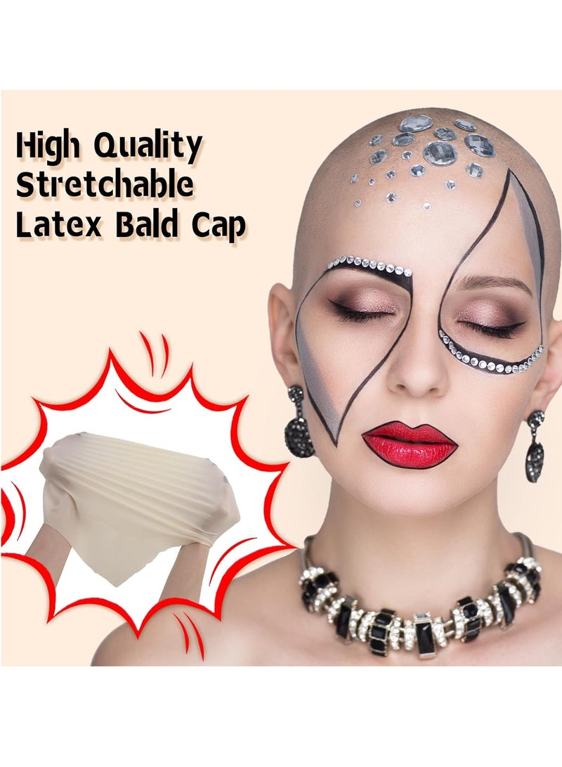 BOBISUKA Bald Cap Halloween Makeup Kit for Men & Woman, Complete Bald Cap Costume Character Set with Instructions, Realistic Bald Cap Kits for Cosplay Make Up, SFX Makeup, Dress-Up Party, Stage, Theater & Film - Image 4