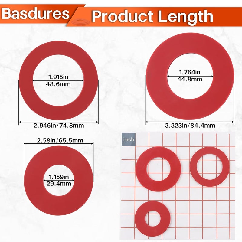 Basdures 440BP Dual Flush Seal Kit Fits Models T801, EL205, 0400DF, 4339, 4348, 4349, N2316, N243OE, N2420, N2428R-DF, TL-6900-EW, 178 (Set of 2) - Image 2