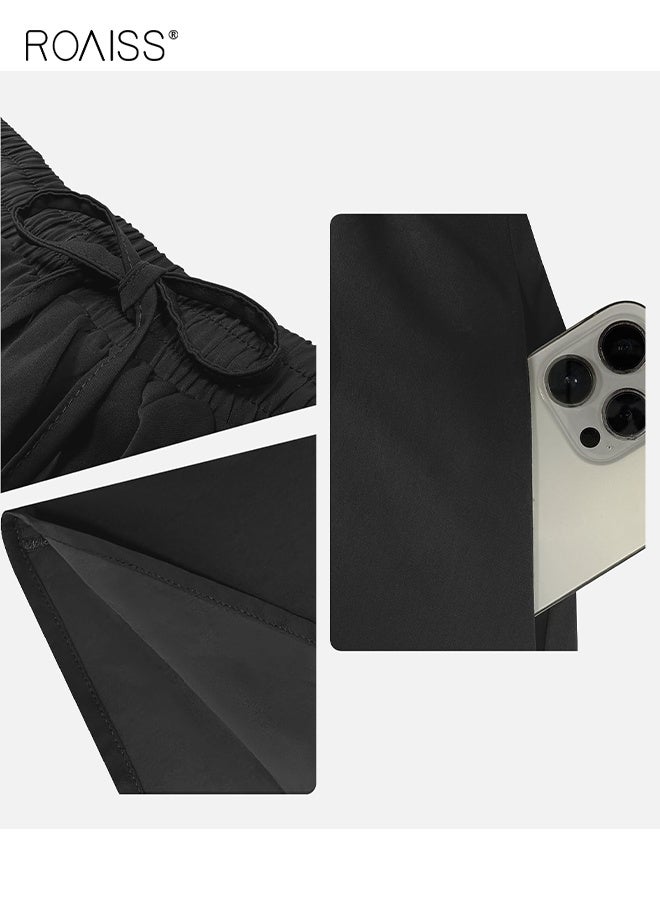 رويس تنورة ماكسي صيفية فضفاضة للنساء، تنورة طويلة غير رسمية بخصر مرتفع مع جيوب، فستان مناسب للعطلات مطبوع للنساء - Image 3