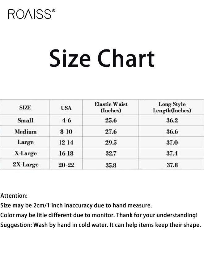 رويس تنورة ماكسي صيفية فضفاضة للنساء، تنورة طويلة غير رسمية بخصر مرتفع مع جيوب، فستان مناسب للعطلات مطبوع للنساء - Image 5
