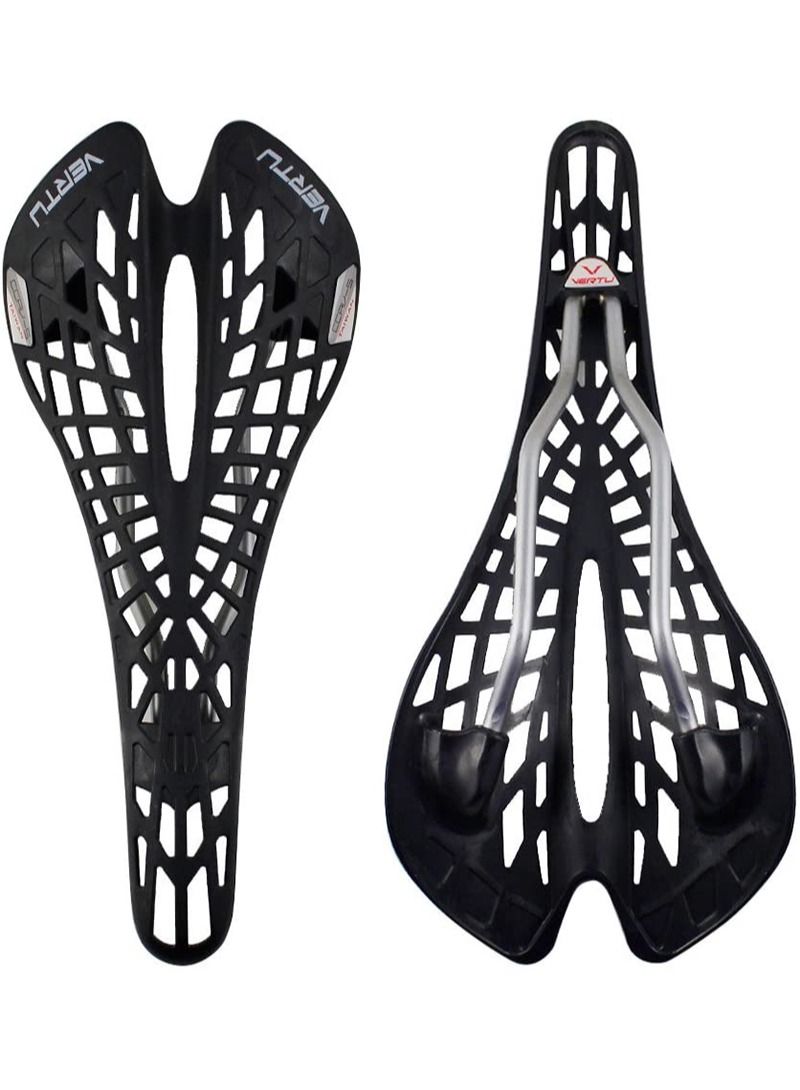 Bike Seat Cushion Breathable Comfortable Bike Seat Replacement Ultra Light Shock Absorbing Hollowout Spider Seat Fixed Gear For Road MTB Bike Black