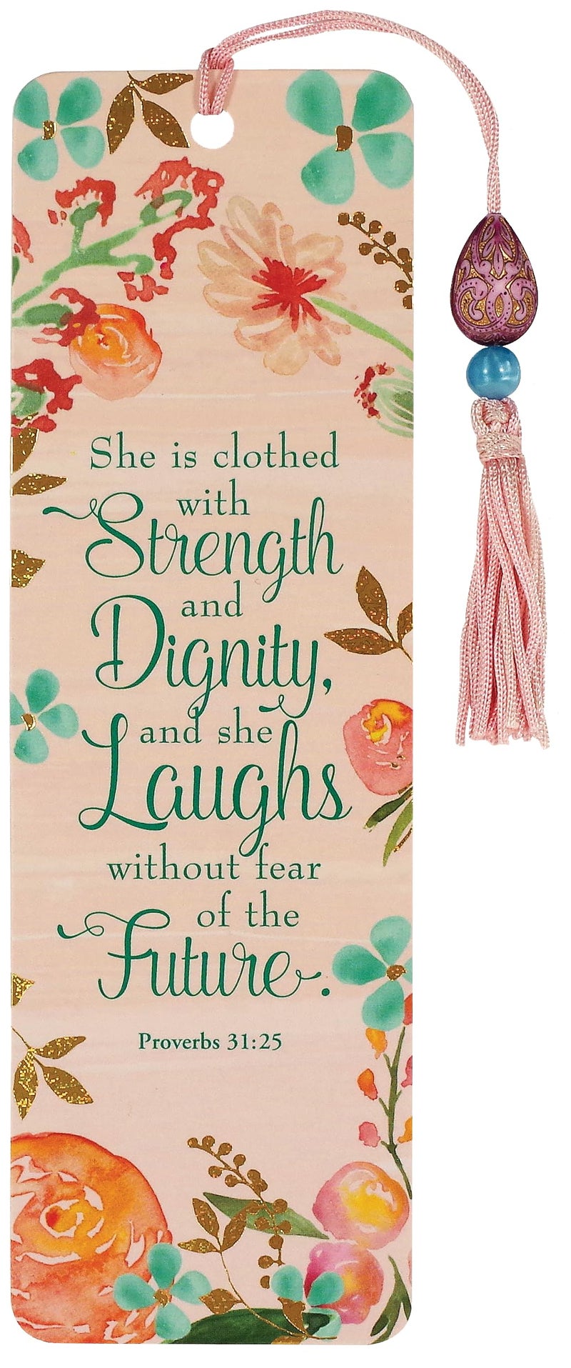 Peter Pauper Press She is Clothed with Strength and Dignity Beaded Bookmark - Image 3
