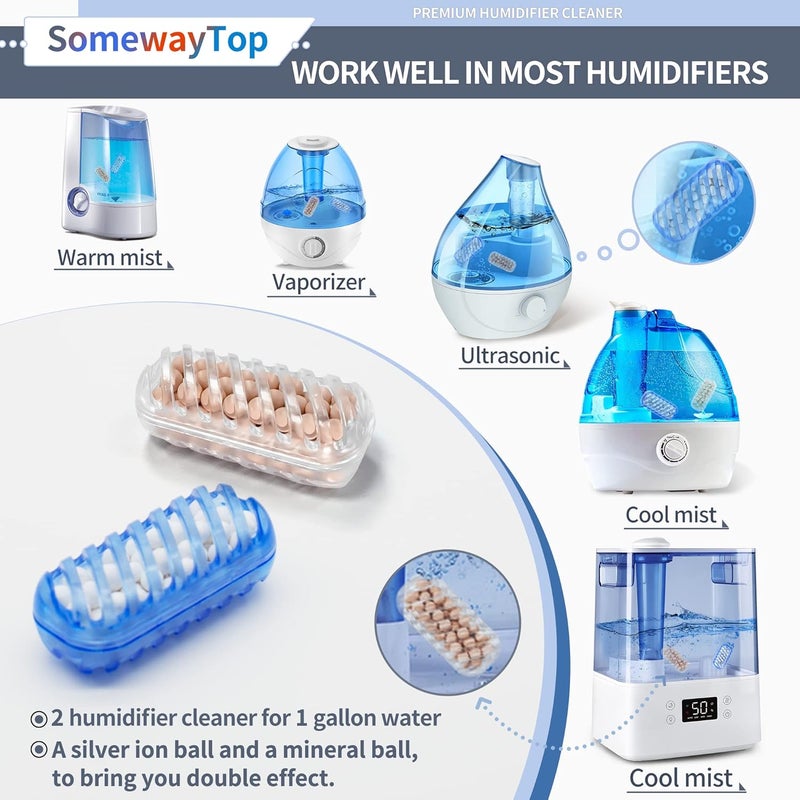 SOMEWAYTOP [2025 VER] 20X Humidifier Cleaner, Demineralization Cartridge for Humidifier Compatible with Demineralization Cleaning Ball, Homedics Humidifiers Filter Replacement & Humid Clean Cartridge - Image 3