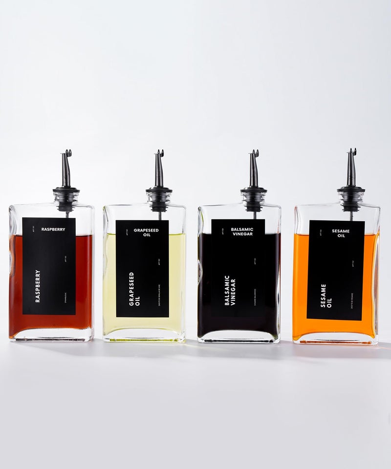 APT 1101 Olive Oil Dispenser for Kitchen, Cooking Oil and Vinegar Set, Olive Oil Bottle, Soy sauce, coffee syrup bottles - 4 pcs, Black - Image 1