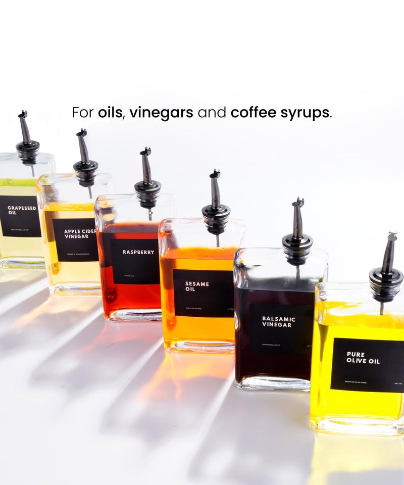 APT 1101 Olive Oil Dispenser for Kitchen, Cooking Oil and Vinegar Set, Olive Oil Bottle, Soy sauce, coffee syrup bottles - 4 pcs, Black - Image 4