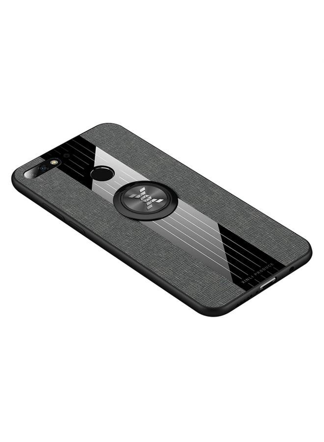 Case For Huawei Honor 7C / Enjoy 8 Stitching Cloth Textue Shockproof TPU Protective Case with Ring Holder