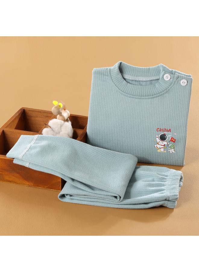 New Children's Warm Velvet Suit Boys Girls Baby Homewear Pajamas Middle And Big Children's Autumn Clothes Long Pants Children's Clothing 