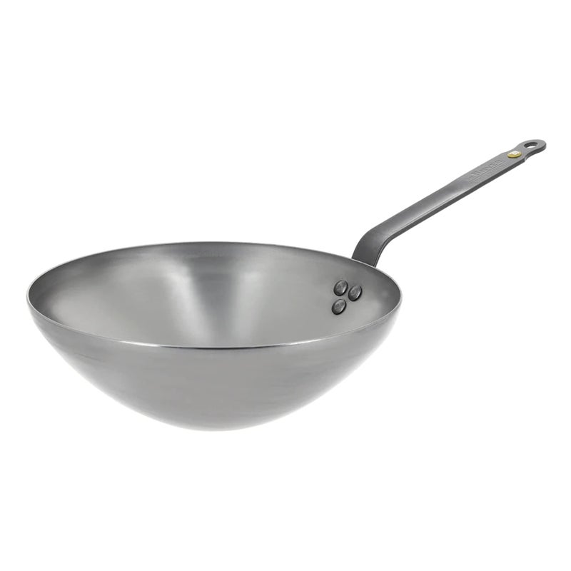 de Buyer MINERAL B Carbon Steel Wok Pan - 11” - Ideal for Steaming, Stir Frying & Deep Frying - Naturally Nonstick - Made in France - Image 1