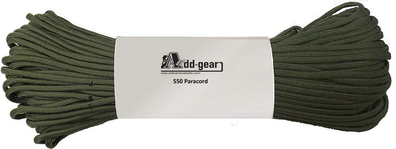 ADD GEAR حبل بارا كورد عسكري من نوع 550 رطل، مواصفات عسكرية، نوع III، 7 خيوط، 100 نايلون، قطر 4 مم، زيتوني، 30 - Image 1