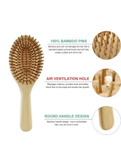 Super Natural Bamboo Comb Set Wooden Massage Hair Brush with Wide Tooth Comb and Grooming Comb for Women Men and Kids Reduce Frizz and Massage Scalp Wooden Hair Brush Beige  - Image 2