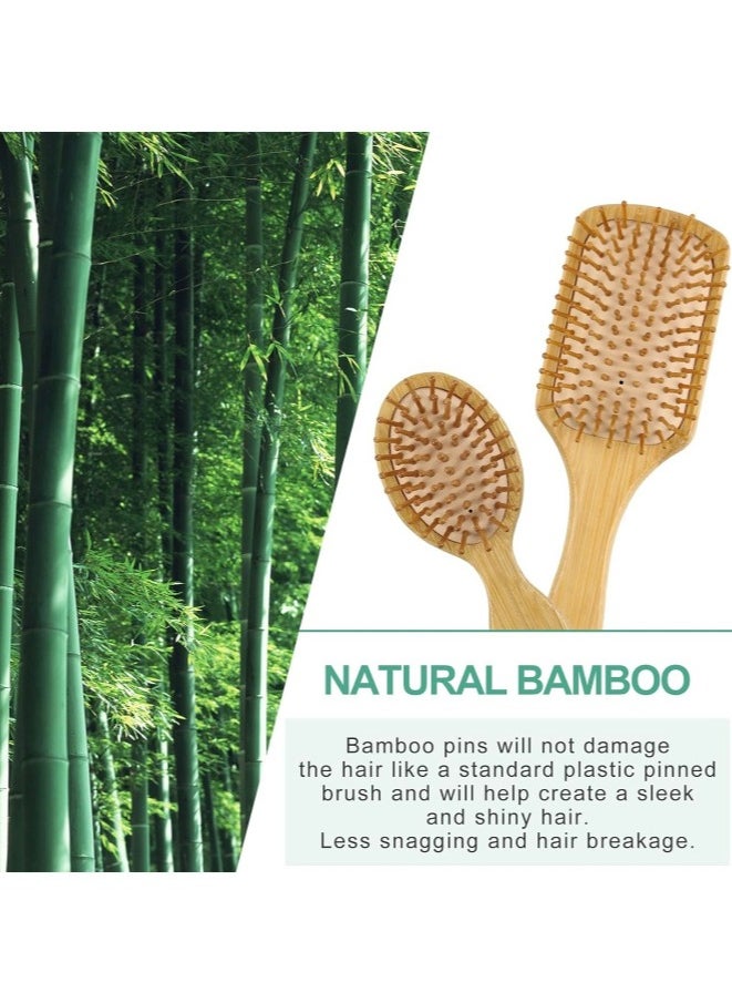 Super Natural Bamboo Comb Set Wooden Massage Hair Brush with Wide Tooth Comb and Grooming Comb for Women Men and Kids Reduce Frizz and Massage Scalp Wooden Hair Brush Beige  - Image 5