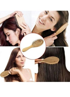 Super Natural Bamboo Comb Set Wooden Massage Hair Brush with Wide Tooth Comb and Grooming Comb for Women Men and Kids Reduce Frizz and Massage Scalp Wooden Hair Brush Beige  - Image 3