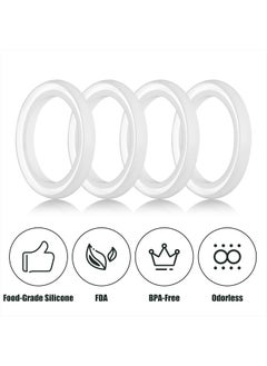 SAVITA 4pcs Replacement Gaskets for Stanley Cup, Silicone Seal Ring for Thermos Lid Compatible With Stanley Classic 20 oz 1.0 QT 1.5 QT 2 QT 2.5 QT Vacuum Bottle Stopper Transparent (White)  - Image 1