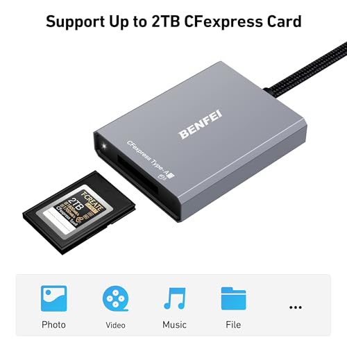 BENFEI CFexpress Type A Card Reader with USB 3.2 (Gen 2) 10Gbps, USB-C&USB-A 2-in-1 Type A CFexpress Adapter, Compatible with Windows/Mac/Linux/Android - Image 4