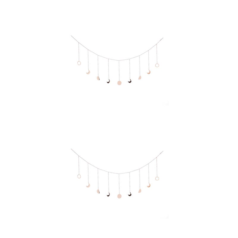 2pcs Phase Metal Pendant with Chain Hanging Wall Art Decoration Ornament - Image 1