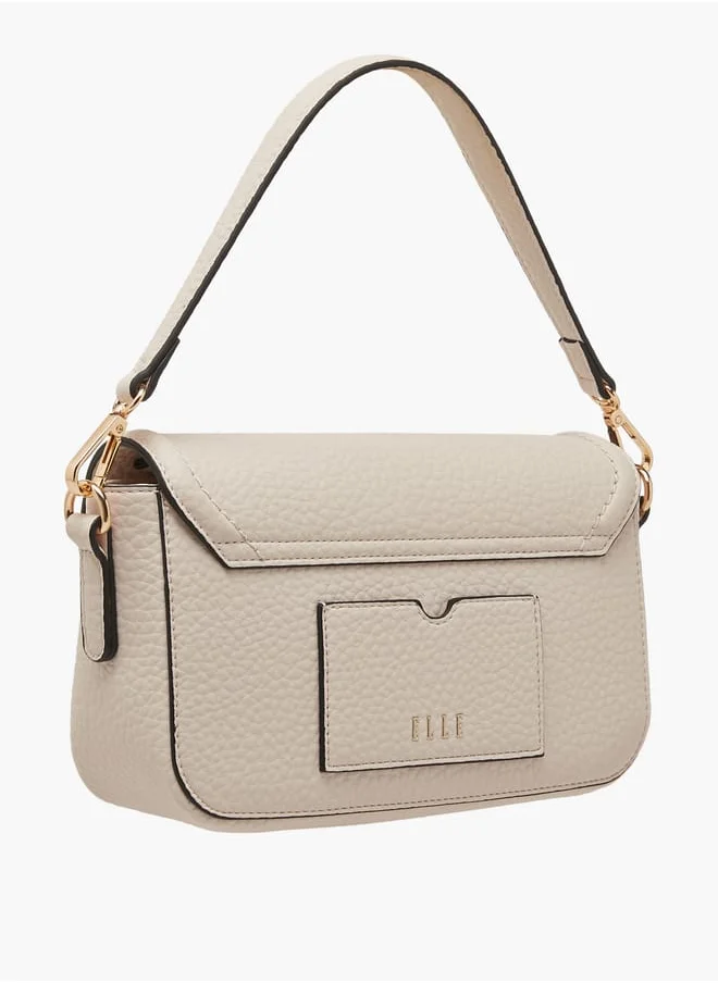 ايل Women Monogram Accent Crossbody Bag with Detachable Strap and Flap Closure