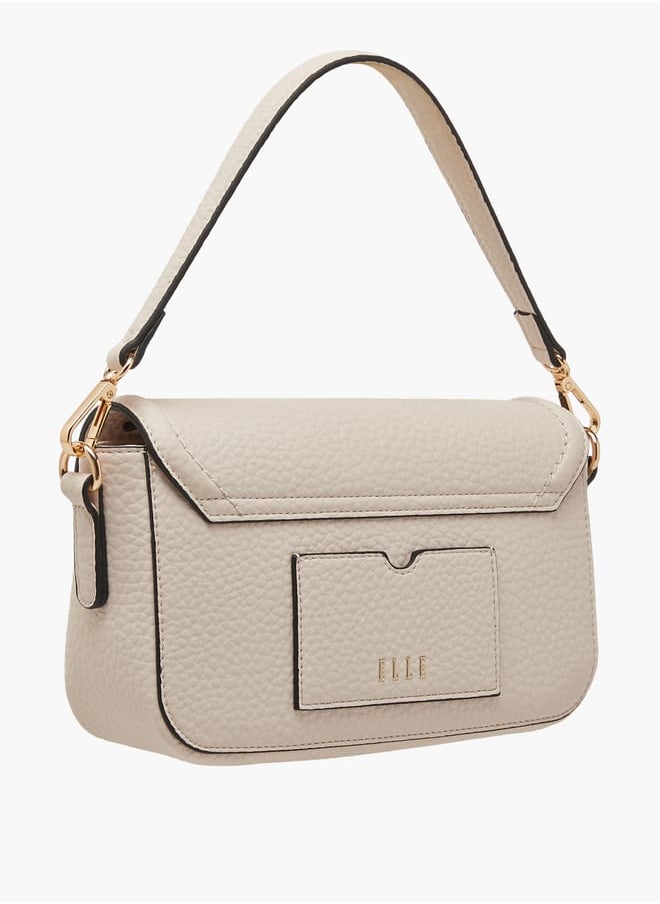 ELLE Women Monogram Accent Crossbody Bag with Detachable Strap and Flap Closure  - Image 3