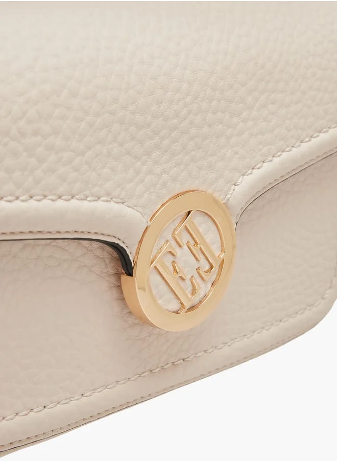 ايل Women Monogram Accent Crossbody Bag with Detachable Strap and Flap Closure