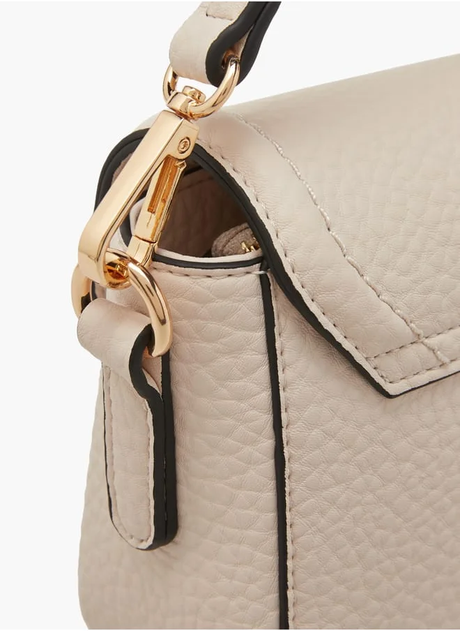 ايل Women Monogram Accent Crossbody Bag with Detachable Strap and Flap Closure